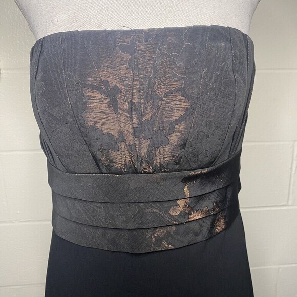 Badgley Mischka Black Long Strapless Gown SZ 8 Metallic Red At Top Formal Weddin - Picture 4 of 12